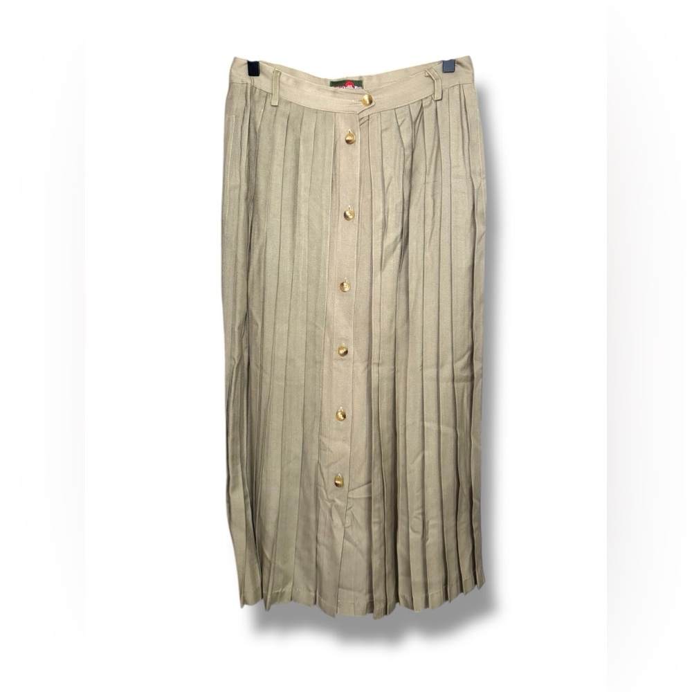 Vintage‎ Outback Red Button-Down Pleated Skirt in Beige Sz 12 EVC